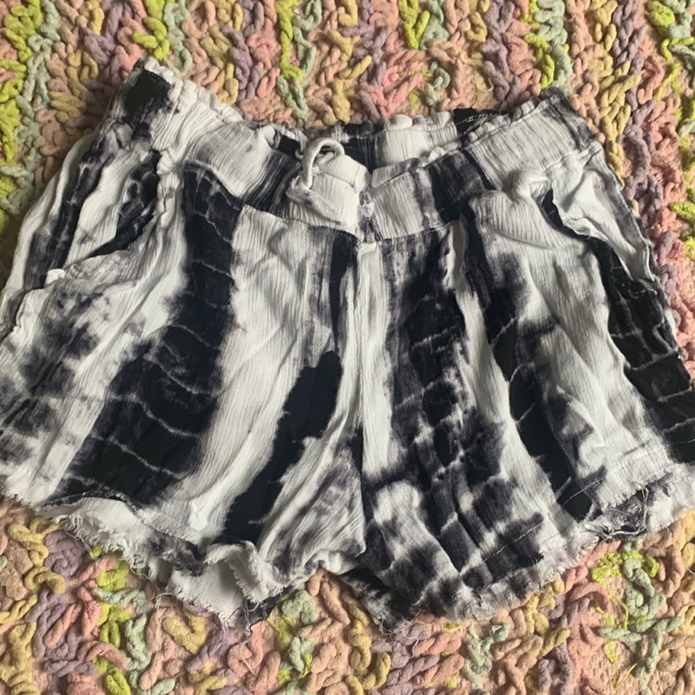 REWASH black and white tie dye soft shorts